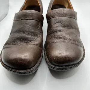 Born Dark Brown Leather Slip On Clogs Wedge Shoes Womens 9.5 41 thumbnail 3