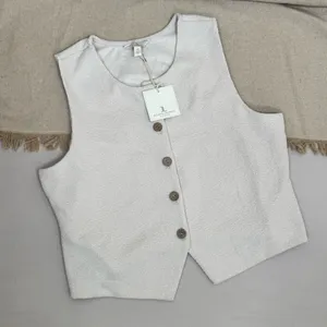 Jules & Leopold Button-Up Vest Women's Ivory Beige Button-Up Vest Size L Casual thumbnail 6