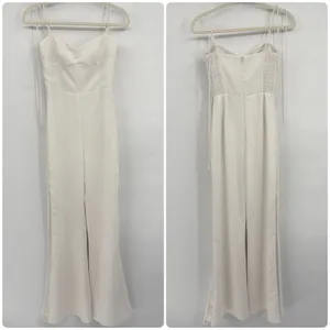Amanda Uprichard Womens Champagne Satin Trim Bridal Elegant Jumpsuit Size‎ S thumbnail 3