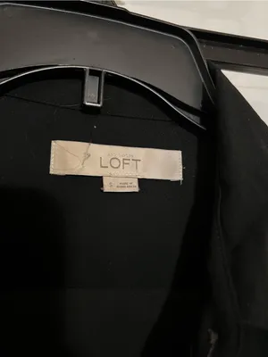 LOFT Black Sheer Button-Up Blouse thumbnail 3