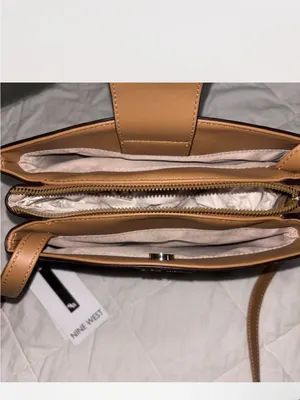 Nine West Brown Monogrammed Crossbody with Tan Strap thumbnail 5