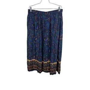 Sag Harbor Woman Vintage Blue Floral Paisley Rayon Maxi Skirt XL Elastic Waist thumbnail 5