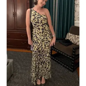 Shona Joy Leopard Chiffon Gown SIZE 4 One Shoulder Dress Formal Designer $480 thumbnail 4