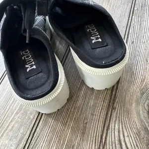 Vintage Mudd Chunky Mule Clogs White Canvas Lace Up Women Sz 8.5 Y2K slide on thumbnail 5