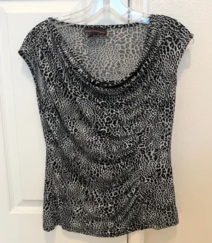 Dana Buchman Leopard Print Cowl Neck Blouse thumbnail 1