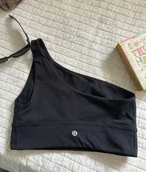Lululemon asymmetrical Aline black one shoulder sport bra 8 women’s thumbnail 1