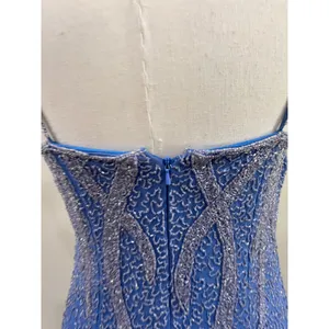 Vintage Laurence Kazar‎ Beaded Silk Gown Formal Old Hollywood Glam Blue Sz 10 thumbnail 6