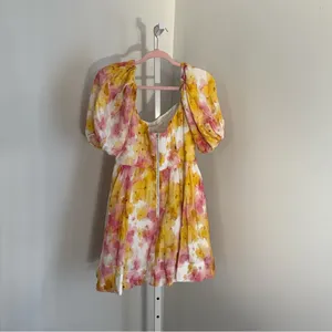 Bardot Aliah Floral Puff Sleeve Corset Mini Dress Regencycore Womens Sz L / US 8 thumbnail 5