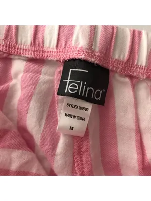Felina Womens Pajama Pants Pull On Drawstring Striped Pink White M thumbnail 3