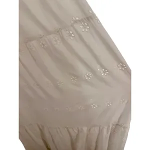 White Eyelet Cotton Embroidered Tiered Maxi Dress Ruffle Strap Boho Cottagecore‎ thumbnail 4
