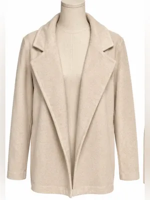 Joie Ivory Open Front Coat Jacket Oversized Lapel Size L thumbnail 1