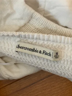 Abercrombie & Fitch White Lace Up Front Linen Blend Crop Tank thumbnail 4