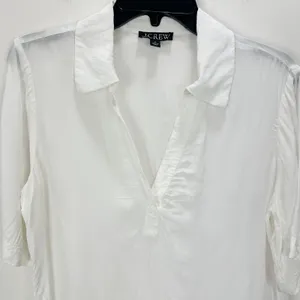 J.Crew Bungalow Popover Top Crepe De Chine Viscose Minimalist Ivory Small thumbnail 3