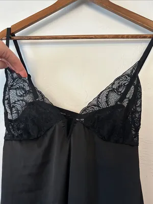 Forever 21 Black Lace-Trim Satin Slip Dress thumbnail 4