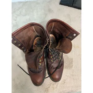 Santa Fe Boot Company Women's 7.5 Brown Leather Lace-Up Western Boots Vintage thumbnail 11