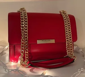 Michael Kors Red Shoulder Bag with Gold Chain thumbnail 1