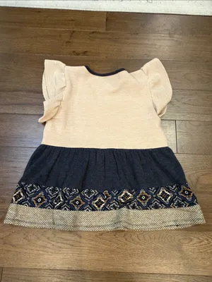 THML Tan and Navy Knit Flutter-Sleeve Casual Top Size Medium - C68-020 thumbnail 7
