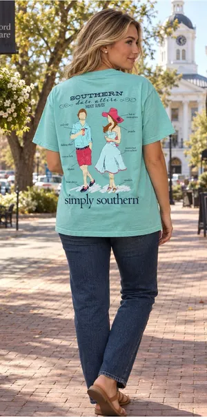 Simply Southern Southern Date Attire Must Haves Mint Graphic T-Shirt M NWT thumbnail 1