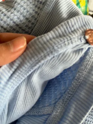 Free People Oversized Waffle Knit Blue Thermal Top Large Coastal Cozy Cotton thumbnail 8