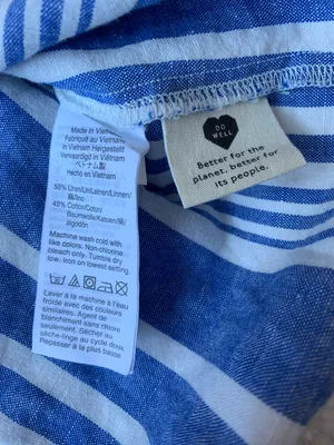 Madewell Linen and Cotton Buttoned Shirt Blue and White Size XS Like New thumbnail 3