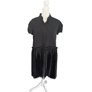 Taylor Tillman Katie Black Pleated Shirt Dress Puff Sleeve NWT S thumbnail 3