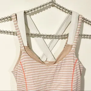 Lululemon Peach Stripe Size 4 Athletic Layered Workout Tank‎ thumbnail 2