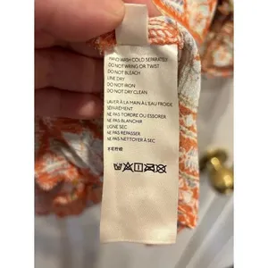 Free People Moonlight Dance Orange Floral Boho Tunic V-Neck Bell Sleeve Size M thumbnail 7