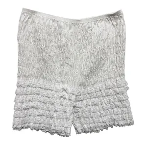 VTG 80s Women Cottage Coquette Bloomers L White Smocked‎ Lace Retro Ruffle Fairy thumbnail 1