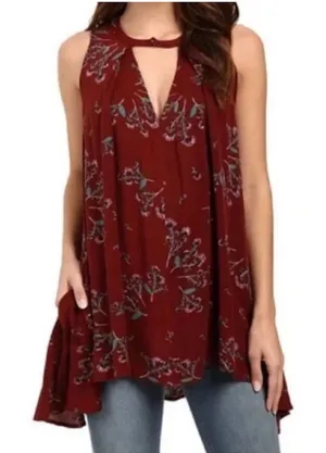 Free People Rust Red Swing Top Dress Festival Choker Boho Babydoll Summer Fall thumbnail 1
