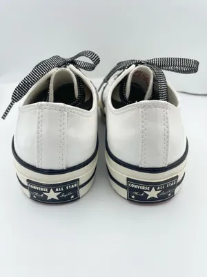 Converse unisex Chuck 70 low top patent leather white sneakers with red soles thumbnail 12