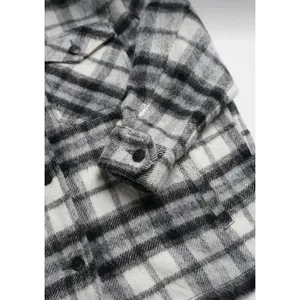 Zara Italian Fabric Wool Plaid Oversized Shacket Shirt Jacket Black White Small thumbnail 5