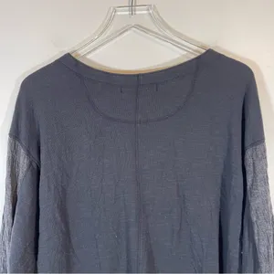Free People BACK AT IT BOHO COTTON HENLEY TOP 2-TONE BLACK CHARCOAL Size Large thumbnail 11