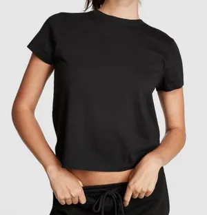 PINK NWOT Basic Short Sleeve Cotton Cropped T-Shirt thumbnail 1