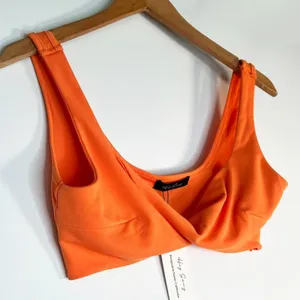 Hey Samy Tessa Orange Cropped Top Midi Bodycon Two Piece Skirt Set Womens L NWT thumbnail 4