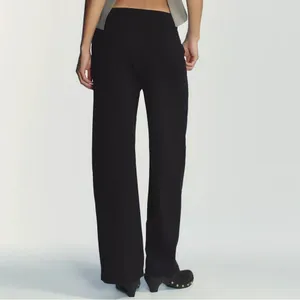 Zara NWT stretchy black wide leg drawstring pants thumbnail 5