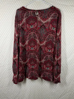 Talbots‎ Red Paisley Pure Merino Wool Top thumbnail 4