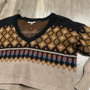 Gimmicks By Bke Buckle Women's Sweater Size M Fair Isle Cropped Oversized Boho thumbnail 2