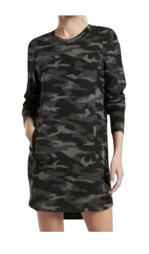 Athlete Dresses Athleta Camo Balance Dress Sz S Black Luxe Long Sleeve Pockets thumbnail 1
