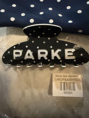 Parke Claw Clip Polka Dot Collection Black + White NIP thumbnail 5