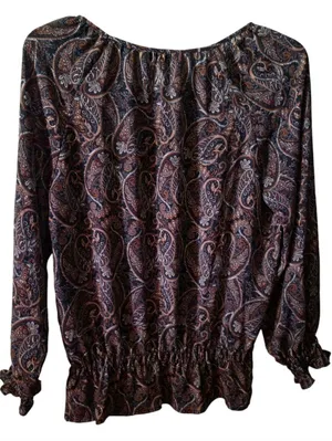 Counterparts Long Sleeve Paisley Print Blouse Size Large thumbnail 1