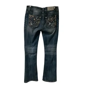 Miss Me Dark Blue Embellished Jeans WORN ONCE Size 27”x31” thumbnail 4