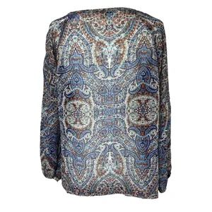Democracy Size Medium Sheer Blouse Top‎ Lace Balloon Sleeve 20"x22" Lightweight thumbnail 2