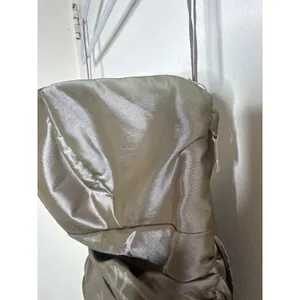 VTG AMSALE Gold Strapless Satin Gown Ruched Bodice Formal Evening Dress Sz 8 Y2K thumbnail 7