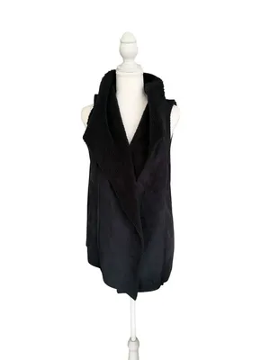 SUSINA Black Faux Suede Vest Size Medium NEW NWT thumbnail 3