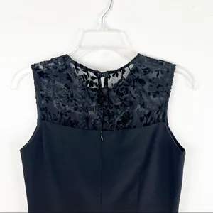PAT ARGENTI Evening Wear Classic Black Velvet Lace Top Front Split Dress Size 6 thumbnail 6