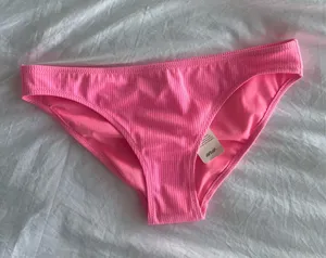 Pink Ribbed Aerie Bikini Bottoms thumbnail 1