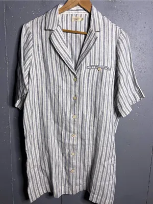FAHERTY Paradise Point Stripe Linen Shirtdress. Size Medium. NWOT thumbnail 3