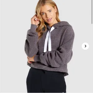 GYMSHARK Borg Cropped Hoodie in Gray Sherpa - Size M thumbnail 3