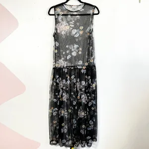 Black Sheer Floral Maxi Dress Sz Medium Festival Gothic‎ Western thumbnail 2