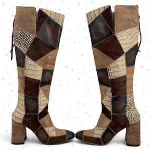 Freebird by Steven Juno Patchwork Knee High Leather Boots Fall Boho Style Size 7 thumbnail 3